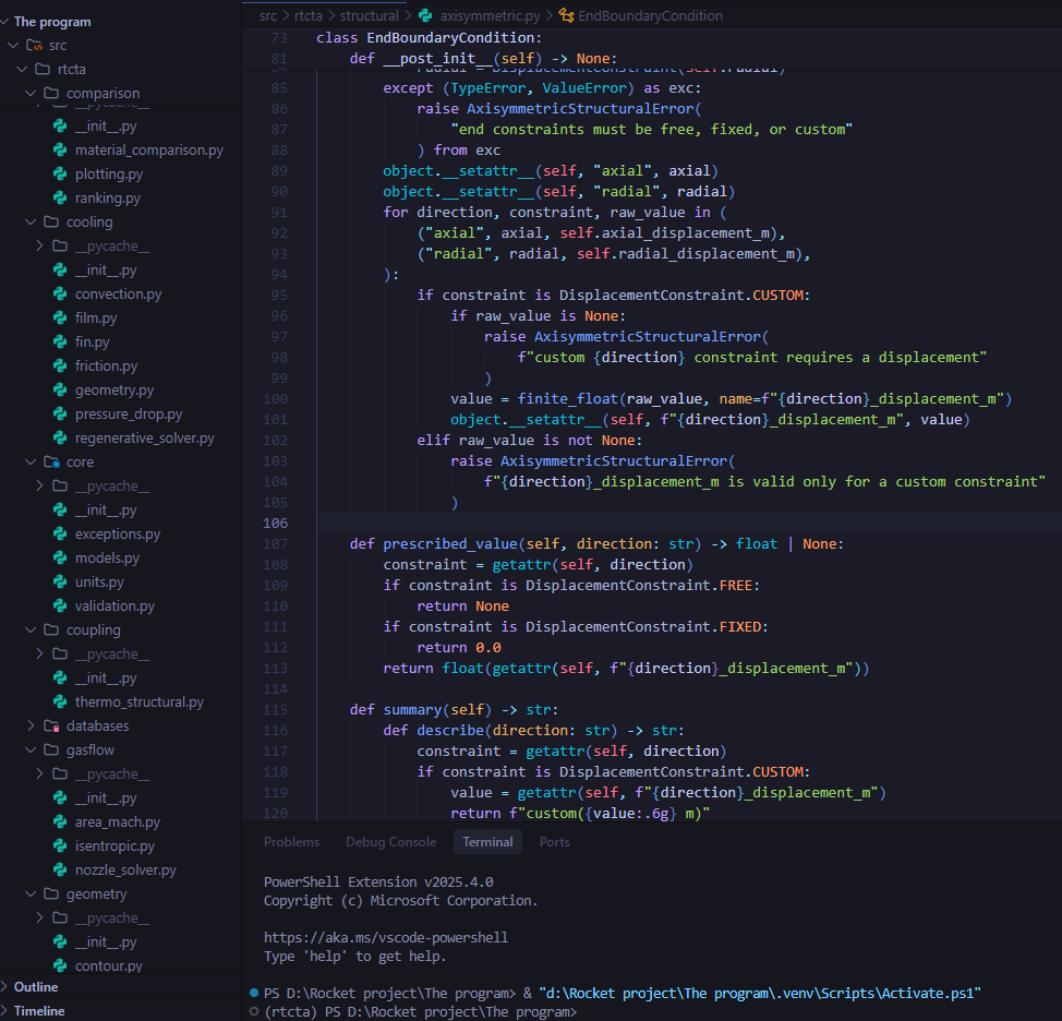 Source code of the Rocket Thrust Chamber Thermal Analysis program.